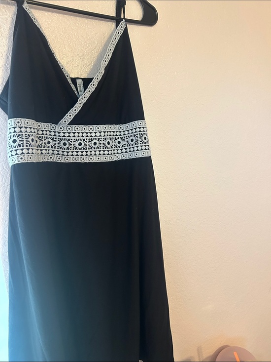 Dresses & Skirts - Black Slip Dress with White Lace Trim